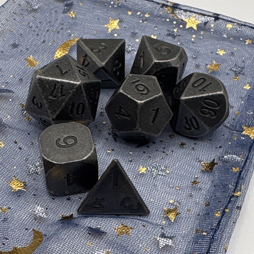 Silver brushed metal dice - metal, set