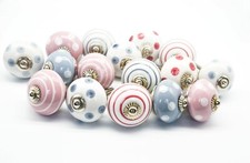 Pink grey polka - pink, knobs