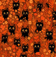 Autumn Cats! 100% Cotton Fabric NEW Kitten Design Metres/Fat/Long Quarters Quilt