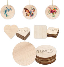 Wooden Circle Square Heart Balsa Wood Slices Discs Signs DIY Art Craft Coasters