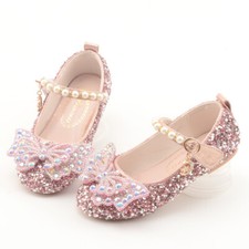 Baby Kids Girls 3D Butterfly Birthday Fancy Wedding Party Rhinestone Flat Shoes