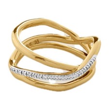 Monica Vinader Riva Diamond Crossover Ring BNWT Size: P