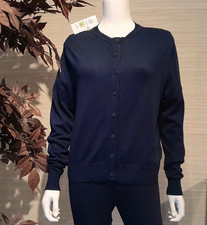 M & S   Crew Neck Button Up Cardigan   Size 12   Navy  New With Tag   RRP £20.00