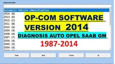 Opcom 2014 "software" diagnosis Opel GM Saab cars 1987 - 2014 OP-COM