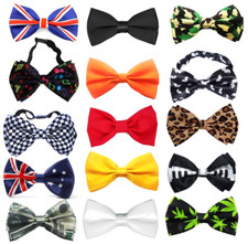 Satin Bow Strap On Tie Wedding Mens Great Fancy Dress Unisex Funky 29 Designs UK