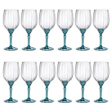 12x Bormioli Rocco Florian Red Wine Glasses Large Glass White Rose 535ml Blue