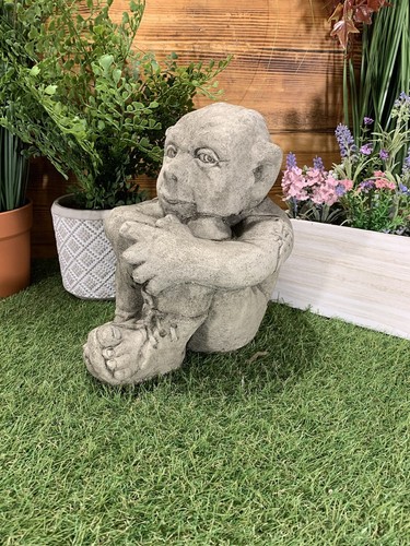 Stone garden sitting pixie - garden,