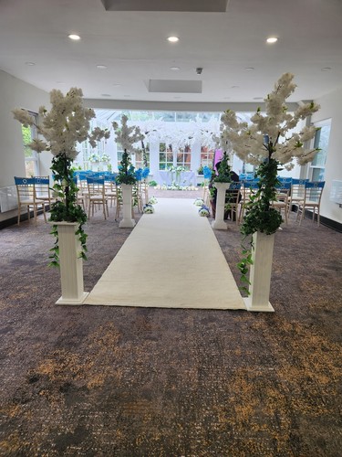 Aisle blossom trees with - trees,
