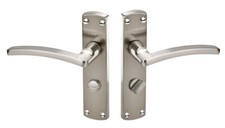 Modern Door Handles on Backplate - Satin Chrome Door Handles