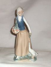 Nao by Lladro  Lady with Goose Daisa Figurine in Pastel Beige & Blue