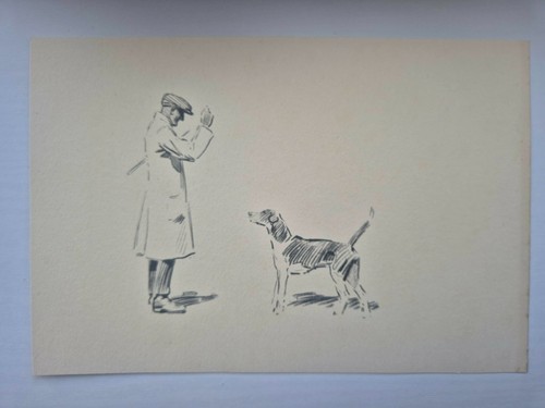 Antique pencil drawing fox - antique,