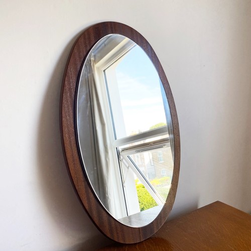 Teak framed danish wall mirror - teak,