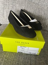 Ted Baker Ladies Black Sheila Flat Ballerina Suede Shoes Size 5 Euro 38 New £85