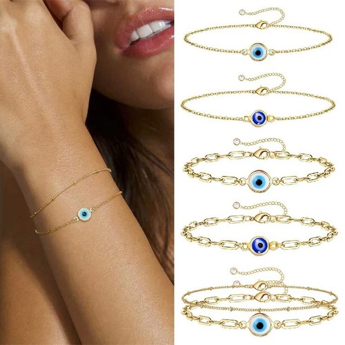 Evil eye gold silver bracelet - evil,