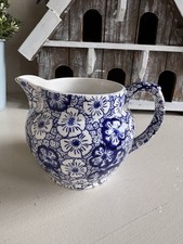 Burleigh Ironstone Staffordshire ~ Blue Gentian Small Jug ~ 9cm ~ Hard To Find