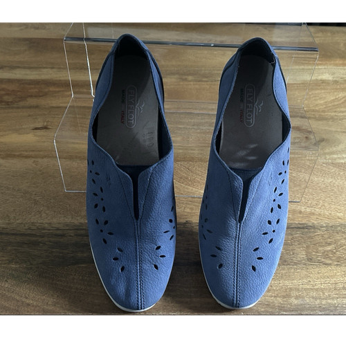 Fly flot blue - leather, women's