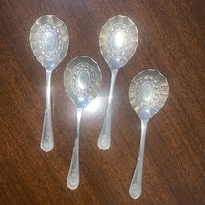 Stainless Nickel Spoons Sheffield England Numbered On Back R 695520 X4 Vintage