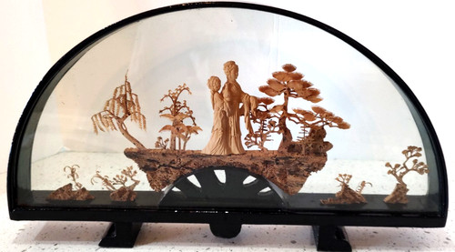 Vintage chinese cork carving - cork,