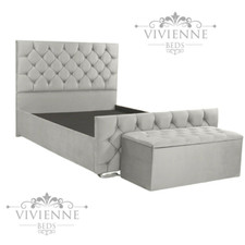 Plush Velvet Upholstered Bed Frame Single double king super King OTTOMAN POUFFE