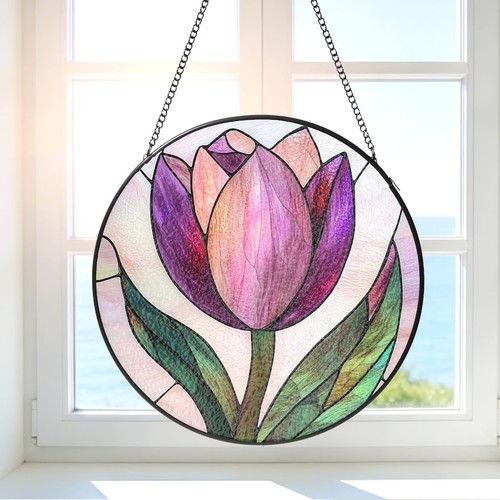 Stained glass tulips - glass,