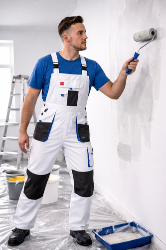 Mens white bib - &, work