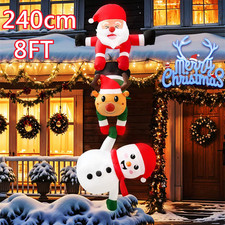 8FT Giant Inflatable Christmas Climbing Santa Claus with Reindeer & Snowman