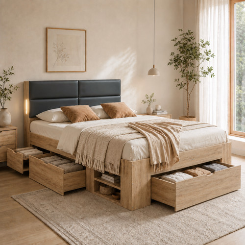 Wooden storage bed - wooden,