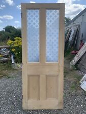 AE 04 ( 29 3/4 X 76 ) Old Original Period Pine Door with Acid Etched Glass