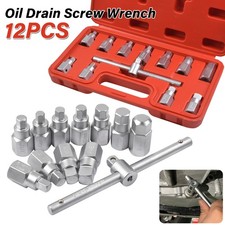 12pcs Drain Plug Key Socket Set Axle & Gearbox Oil Sump Spanner 3/8" Drive Tool