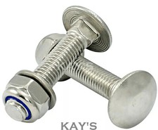 M6 CARRIAGE BOLTS NYLOC NUTS WASHERS CUP SQUARE COACH SCREWS A2 STAINLESS STEEL