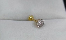 Real 14k Yellow Gold 0.30 Ct Round Natural Diamond Nose Piecing Pin For Women