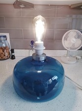 IKEA Large Blue Glass Table Lamp Vintage 90's B0211  Retro Range