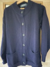 Traditional Navy Guernsey Wool Cardigan size 12