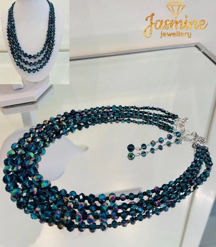 Strand peacock blue faceted - peacock,