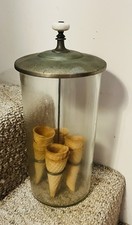 Antique countertop ice cream cone dispenser display for soda fountain, store etc