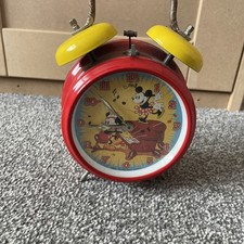 Vintage Walt Disney Mickey Minnie Mouse Red Alarm Clock 90’s Needs Attention