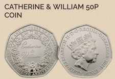 Gibraltar 🇬🇮 Coin 50p Pence 2021 10y Catherine William Kate Wedding Cambridge