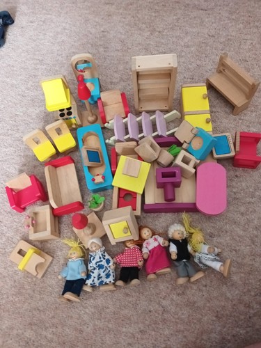 Wooden dolls house play - house,