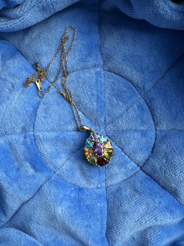 9ct gold multi stone - , necklace