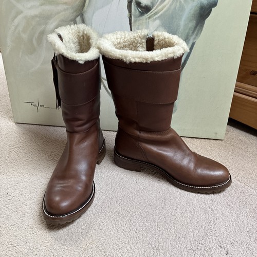 Joules brown leather boots - brown,