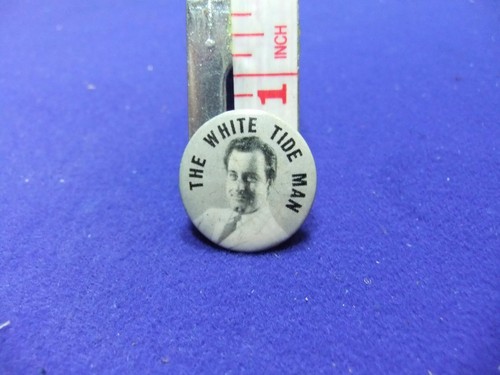 Vtg tin badge white - badge, man