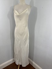 Vtg Victorias Secret Slip Dress Women M Ivory Silk Negligee Romantic Boudoir