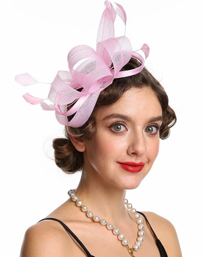 Pink mesh bow fascinator - mesh,