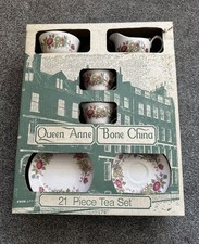New But Old Queen Anne Bone China 21 Piece Tea Set Boxed, Vintage