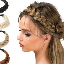 Chunky Braided Synthetic Hairband – Thick Elastic Hair Braid Headband Accessory