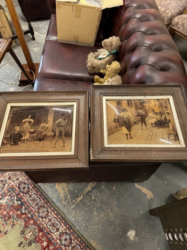 Pair antique crystoleum - pair,