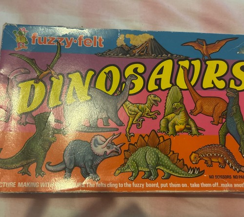 Vintage fuzzy felt dinosaurs - vintage,
