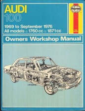 AUDI 100,1.8,1.9 100 LS,GL,SE C1 SALOON & COUPE S HAYNES MANUAL 1969-1976