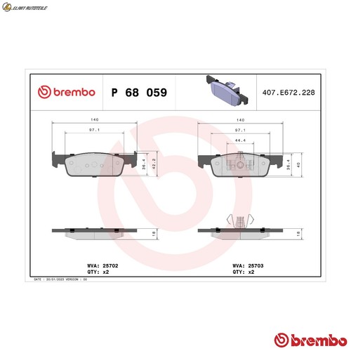 Brake pad set - disc, 68
