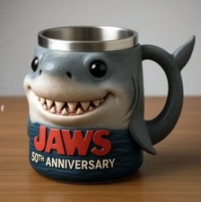 Jaws 50th Anniversary Mug Great White Shark Drinkware Movie Gift Coffee Cup UK .
